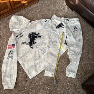 Detroit Lions White Camo Hoodie & Joggers Set - NFL Logo